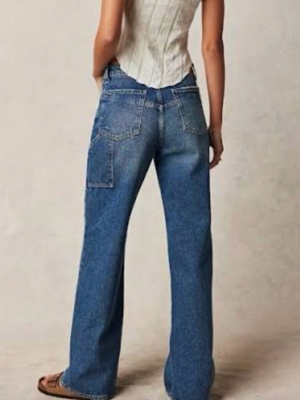 NEW Ladies 30 FREE POEPLE Tinsley Baggy High Rose Straight Leg Denim Jeans Pants